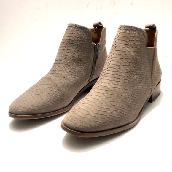 Franco Sarto Shoes - Franco Sarto Rocky Taupe Side Zip Textured Suede Leather Ankle Boots size 8.5M